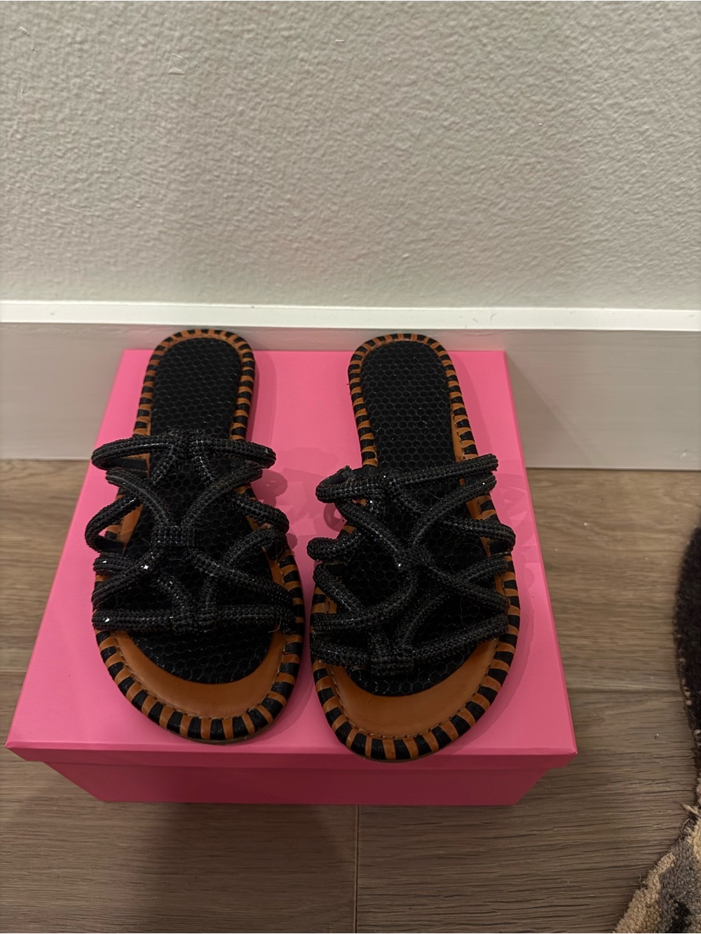 Jessica Simpson Black Strappy Slide Sandals - 6.5